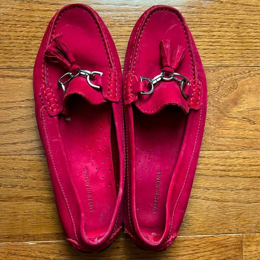 Red Suede Driving Moccasins